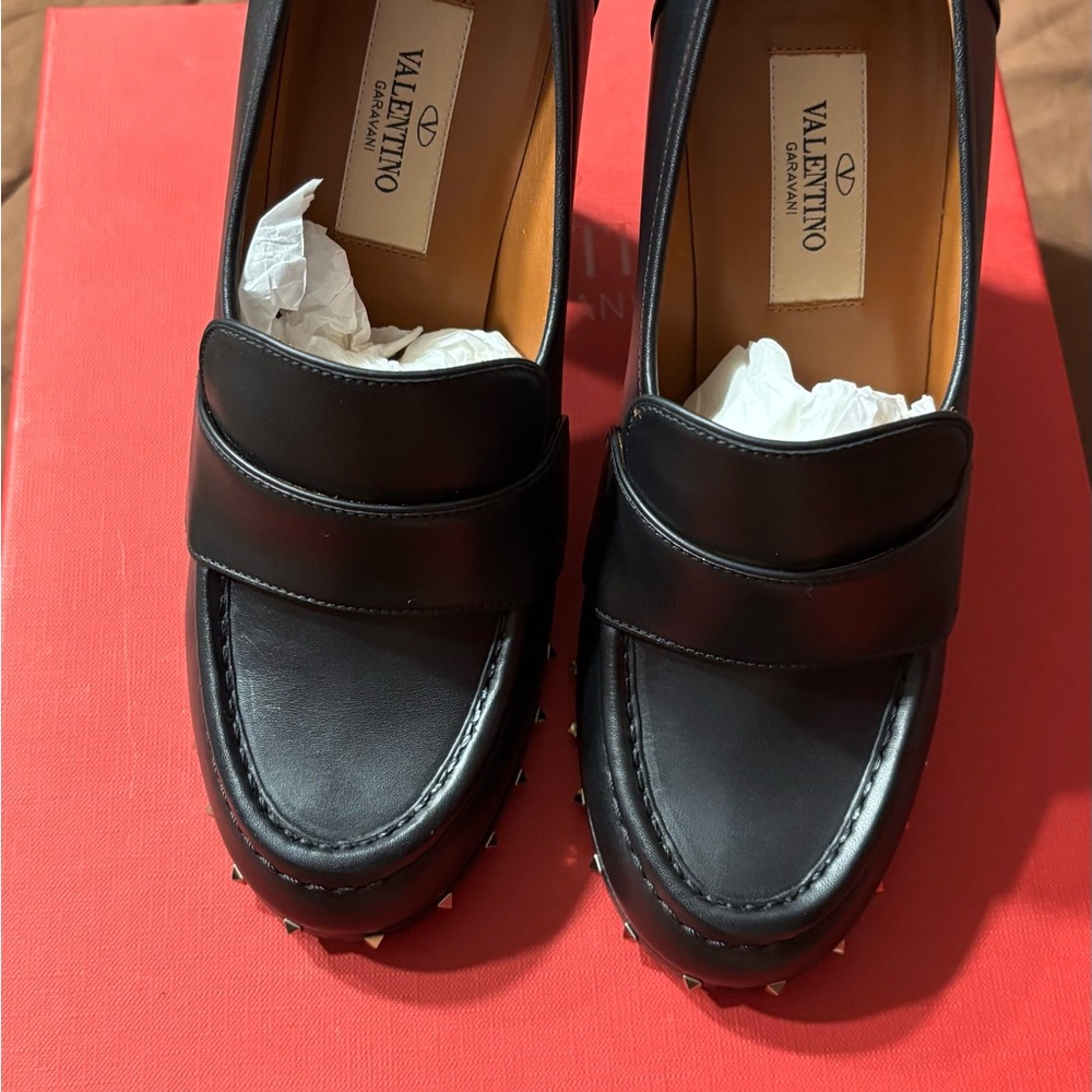 Valentino Garavani Soul Stud Rockstud 100mm Loafer Size 36 1/2 Authentic